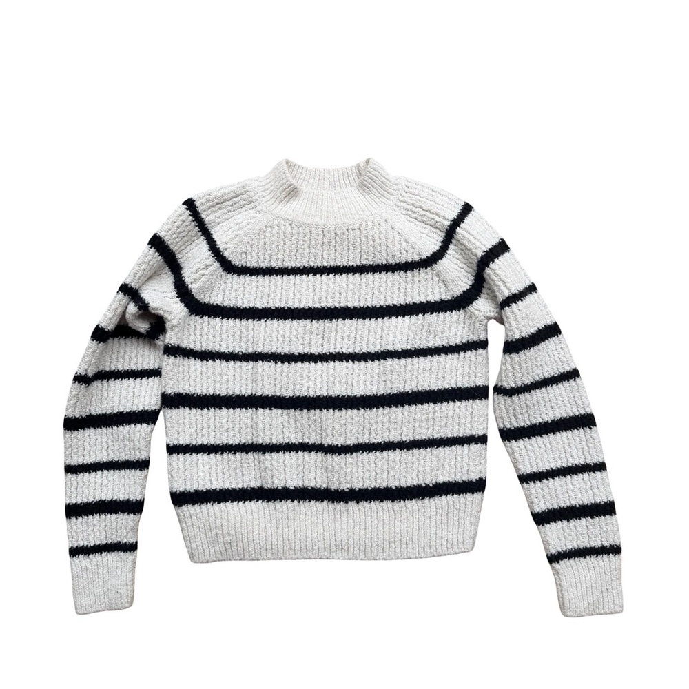 Vince Ribbed Stripe Raglan-Sleeve Crewneck Sweater